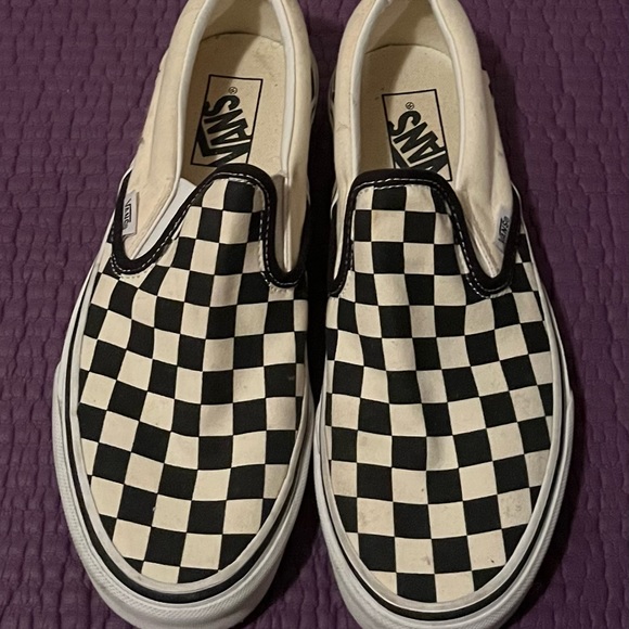 VANS Checkerboard Slip-On Black & Off White Shoes - Picture 1 of 3